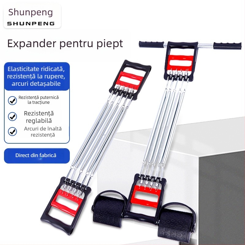 Extensor pentru piept 3 în 1 cu pedală pentru picior și întăritor de priză și brațe