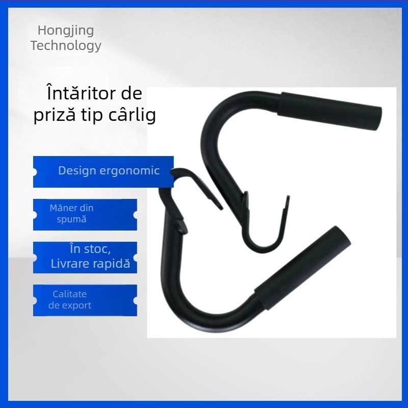 Mâneri din oțel pentru prindere, tracțiuni, ridicări și antrenament pentru spate — pereche neagră