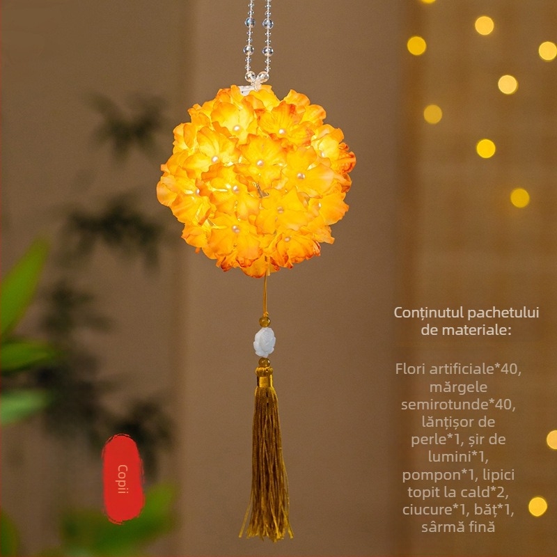 Kit DIY lanternă cu hortensie – lanternă de mână cu iepuraș, iluminare, stil antic