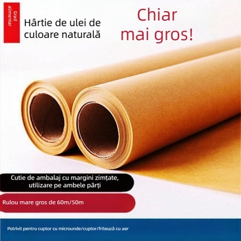 Pergament de copt gros pentru cuptor cu aer, textură alimentară pentru grătar și prăjituri, cu model lemnos și margini zimțate