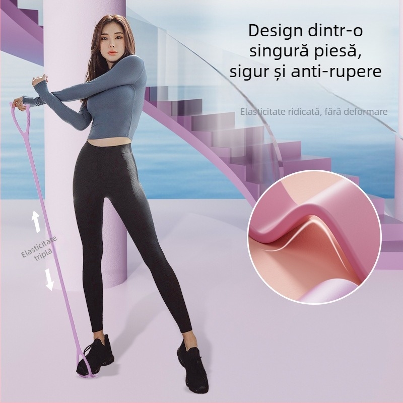 Bandă de rezistență în formă de 8 pentru deschiderea umerilor și modelarea spatelui – exerciții acasă de fitness, yoga, întindere