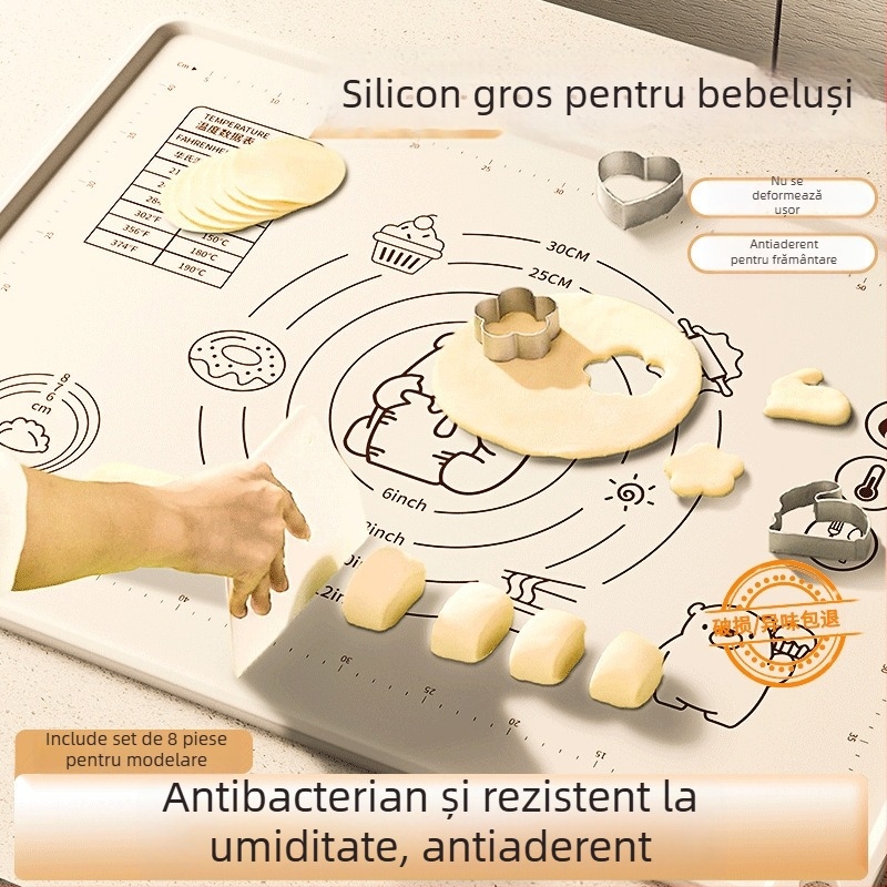 Saltea de aluat din silicon, ultra groasă, mare, antibacteriană, suprafață pentru întins aluatul, ustensile pentru coacere acasă