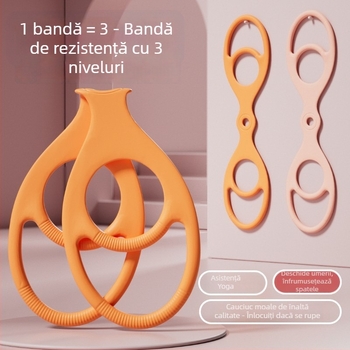 Bandă de rezistență cu trei niveluri pentru modelarea spatelui și deschiderea umerilor – curea elastică de yoga pentru acasă