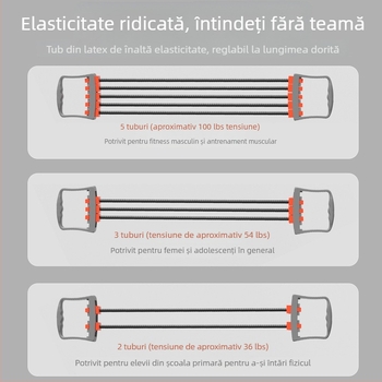Sistem de antrenament pentru piept acasă, cu funie de rezistență și bandă elastică, pentru extinderea pieptului și exerciții pentru spate