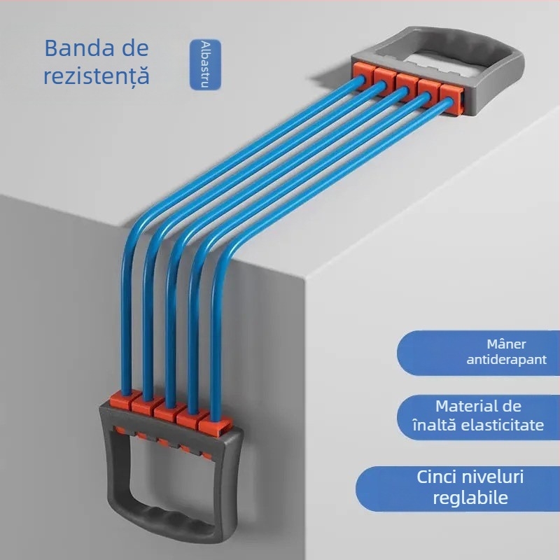 Sistem de antrenament pentru piept acasă, cu funie de rezistență și bandă elastică, pentru extinderea pieptului și exerciții pentru spate