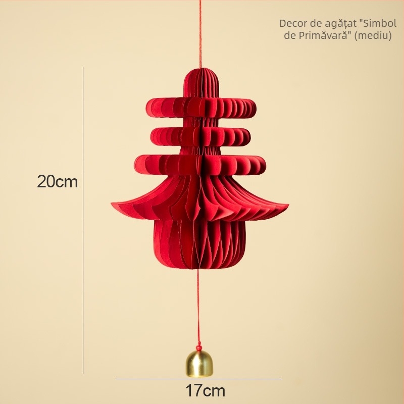 Lanterne 3D cu simbolul primăverii pentru anul Calului 2026 – decor cu mingiuță fagure pentru ușă și perete
