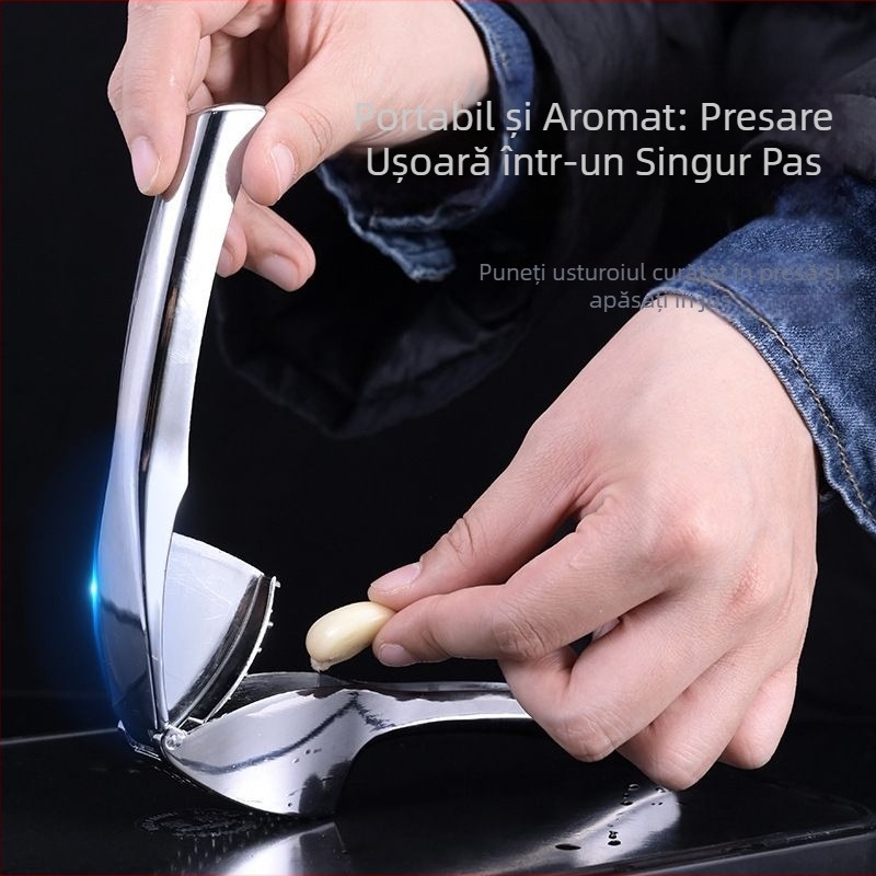 Presă manuală pentru usturoi și curățător de căței, zdrobitor de usturoi din aliaj de zinc, design creativ