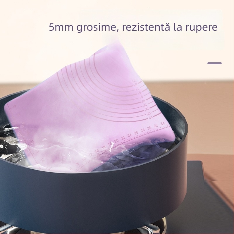 Covoraș de silicon pentru aluat, calitate alimentară, grosime dublă, antiaderent, pentru întindere și coacere
