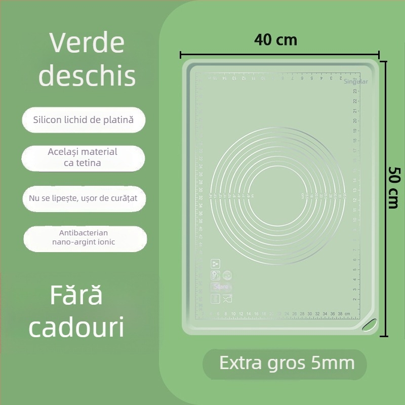 Covoraș de silicon pentru aluat, calitate alimentară, grosime dublă, antiaderent, pentru întindere și coacere