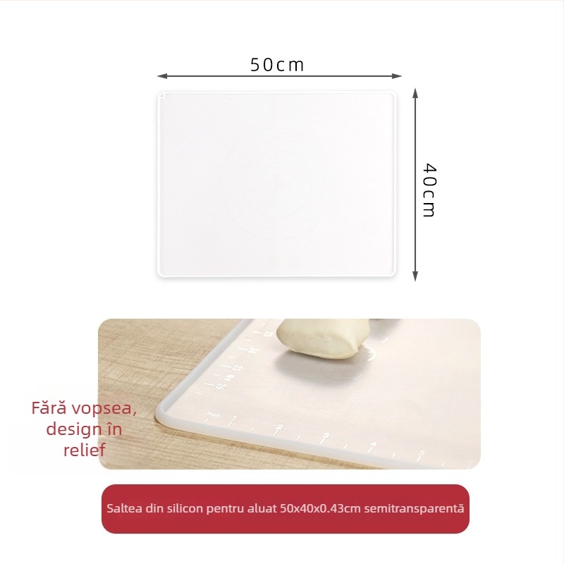 Covor de aluat din silicon alimentar, transparent, extra-large, pentru întindere și rulare, suprafață anti-derapare pentru bucătărie casnică