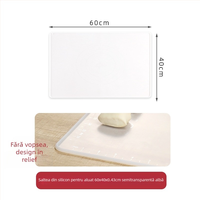 Covor de aluat din silicon alimentar, transparent, extra-large, pentru întindere și rulare, suprafață anti-derapare pentru bucătărie casnică