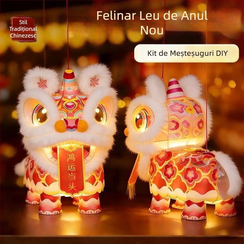 Felinar cu leu pentru Anul Nou Chinezesc — kit DIY pentru copii, grădiniță, 2026 model nou