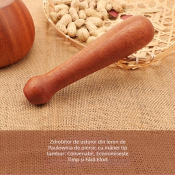 Mojar de usturoi din lemn cu pistil – ustensilă de bucătărie multifuncțională