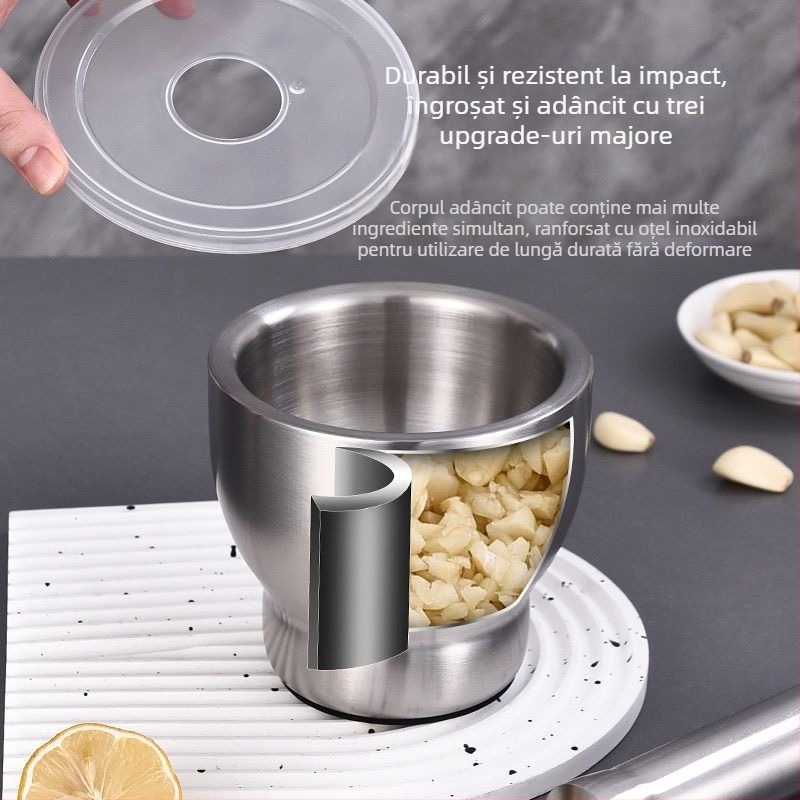 Zdrobitor de usturoi din oțel inoxidabil 304, presă manuală pentru uz casnic