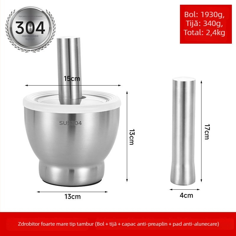 Zdrobitor de usturoi din oțel inoxidabil 304, presă manuală pentru uz casnic