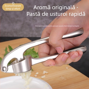 Presă de usturoi multifuncțională și răzitor de ghimbir, din oțel inoxidabil, manual