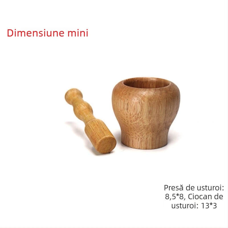Măcinător de usturoi în stil Sanchuang, recipient din lemn, grinder manual de usturoi