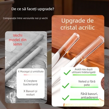 Rulou din acril transparent, antiaderent, de calitate alimentară, tijă solidă pentru fondant și aluat de biscuiți