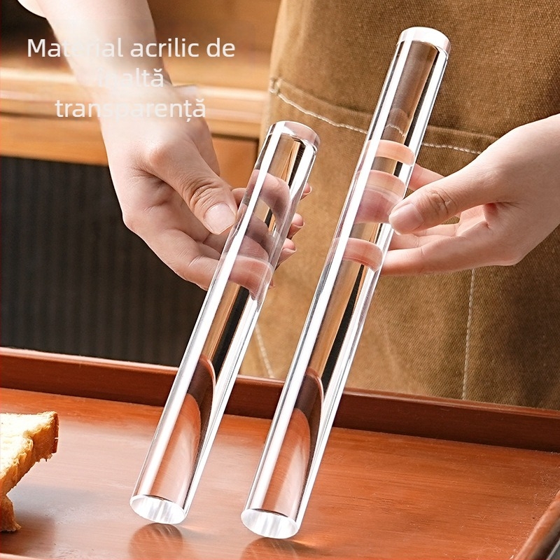 Rulou din acril transparent, antiaderent, de calitate alimentară, tijă solidă pentru fondant și aluat de biscuiți