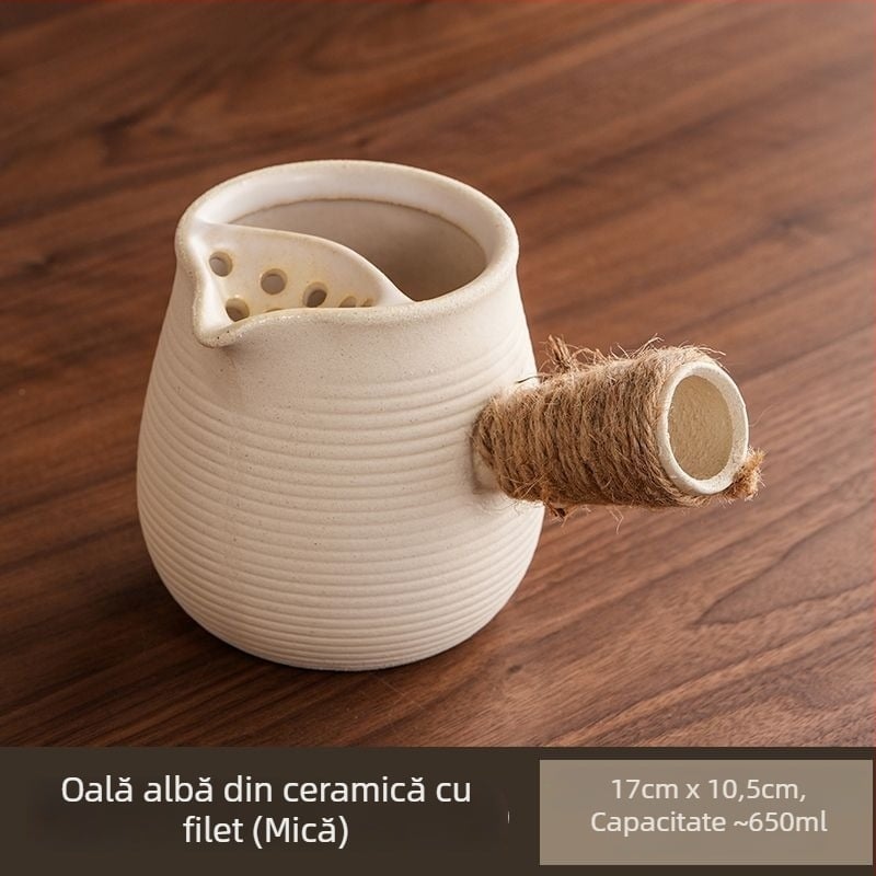 Ceainic ceramic cu capac, capacitate mare, rezistent la temperaturi înalte, potrivit pentru ardere uscată, set de ceai cu cești, pentru plită exterioară