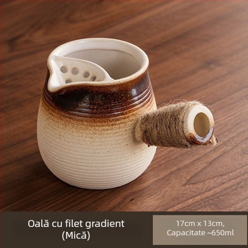 Ceainic ceramic cu capac, capacitate mare, rezistent la temperaturi înalte, potrivit pentru ardere uscată, set de ceai cu cești, pentru plită exterioară