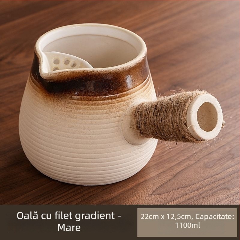 Ceainic ceramic cu capac, capacitate mare, rezistent la temperaturi înalte, potrivit pentru ardere uscată, set de ceai cu cești, pentru plită exterioară