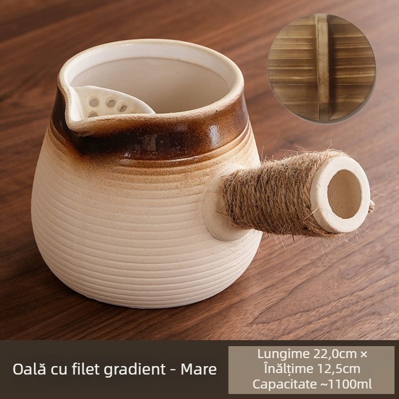 Ceainic ceramic cu capac, capacitate mare, rezistent la temperaturi înalte, potrivit pentru ardere uscată, set de ceai cu cești, pentru plită exterioară