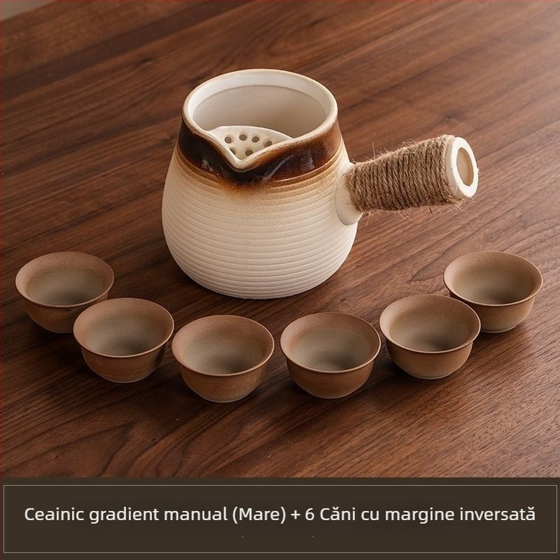 Ceainic ceramic cu capac, capacitate mare, rezistent la temperaturi înalte, potrivit pentru ardere uscată, set de ceai cu cești, pentru plită exterioară