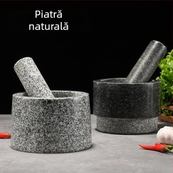 Moară de usturoi din piatră, piatră naturală, presă pentru usturoi și decojitor de usturoi