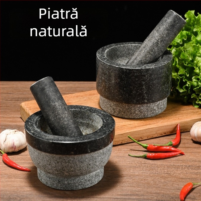 Moară de usturoi din piatră, piatră naturală, presă pentru usturoi și decojitor de usturoi