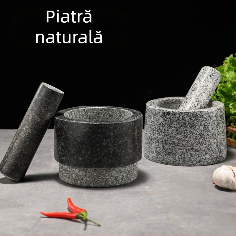 Moară de usturoi din piatră, piatră naturală, presă pentru usturoi și decojitor de usturoi