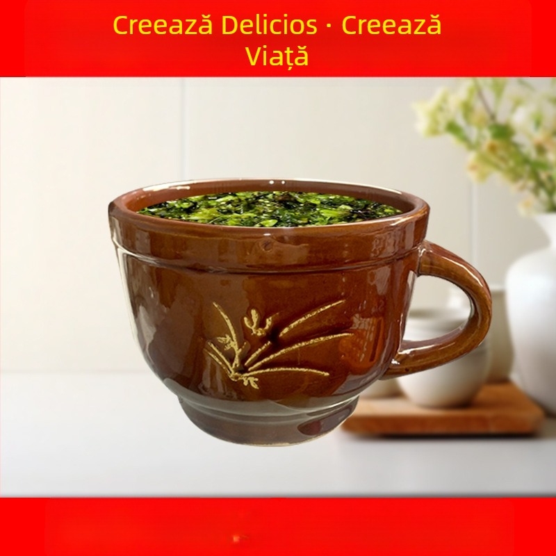 Mojar manual pentru usturoi din ceramică de lut, multifuncțional pentru usturoi, plante aromatice, ardei iute și ceai