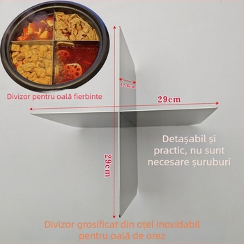 Divizor din oțel inoxidabil pentru oală de gătit orez și farfurii pentru hot pot – unealtă cu compartimente