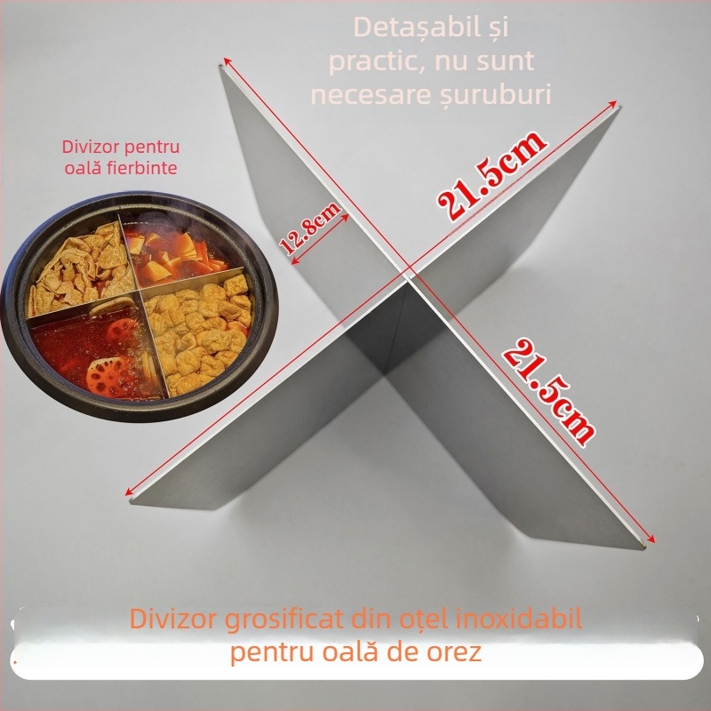 Divizor din oțel inoxidabil pentru oală de gătit orez și farfurii pentru hot pot – unealtă cu compartimente