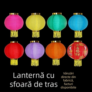 Șir exterior de felinare pentru decorul Festivalului Primăverii, felinare roșii pliabile, rezistente la apă, în formă de dovleac de iarnă, 8/10/12 inci