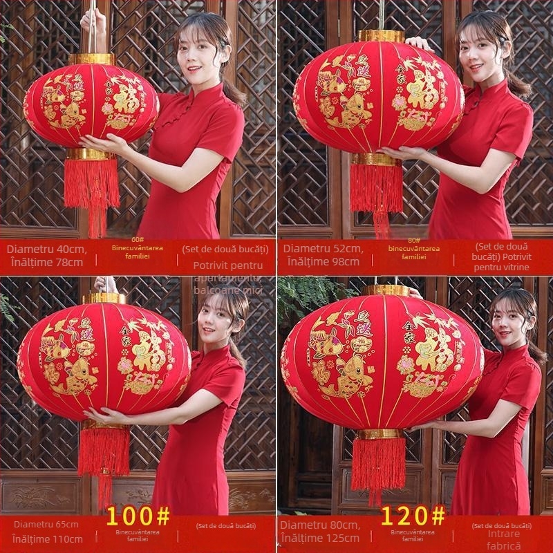 Fenar roșu lung în stil chinezesc pentru Anul Calului, decor exterior pentru uși și balcoane