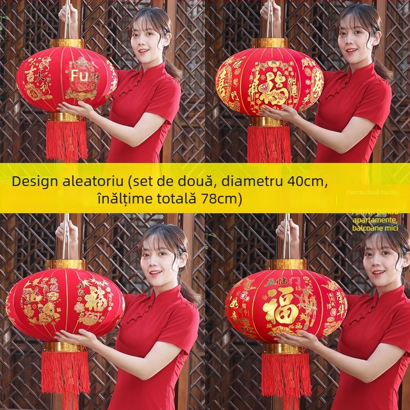 Fenar roșu lung în stil chinezesc pentru Anul Calului, decor exterior pentru uși și balcoane