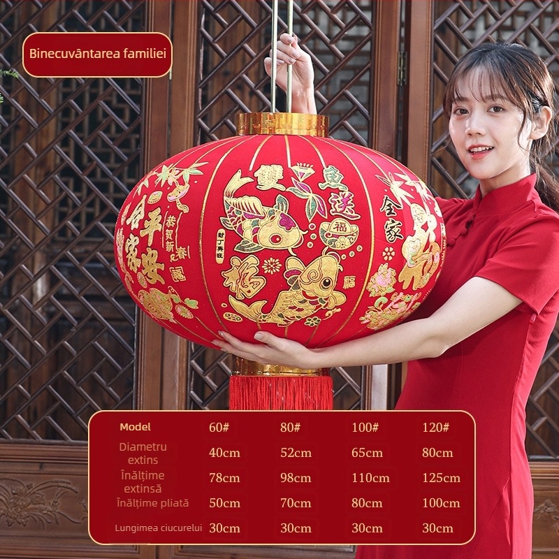 Fenar roșu lung în stil chinezesc pentru Anul Calului, decor exterior pentru uși și balcoane