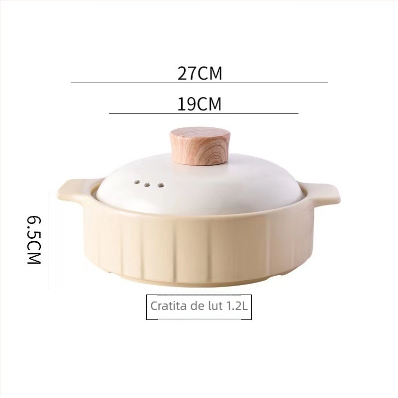Oală ceramică Mija pentru aragaz, mică, 2,1–4 L, vas glazurat pentru supe și orez.