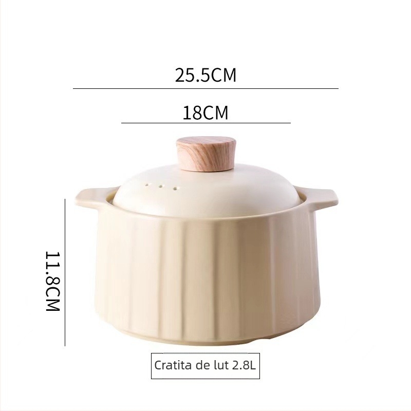 Oală ceramică Mija pentru aragaz, mică, 2,1–4 L, vas glazurat pentru supe și orez.