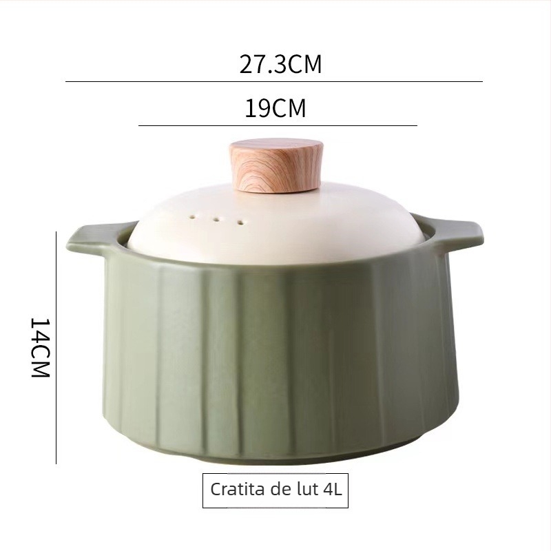 Oală ceramică Mija pentru aragaz, mică, 2,1–4 L, vas glazurat pentru supe și orez.