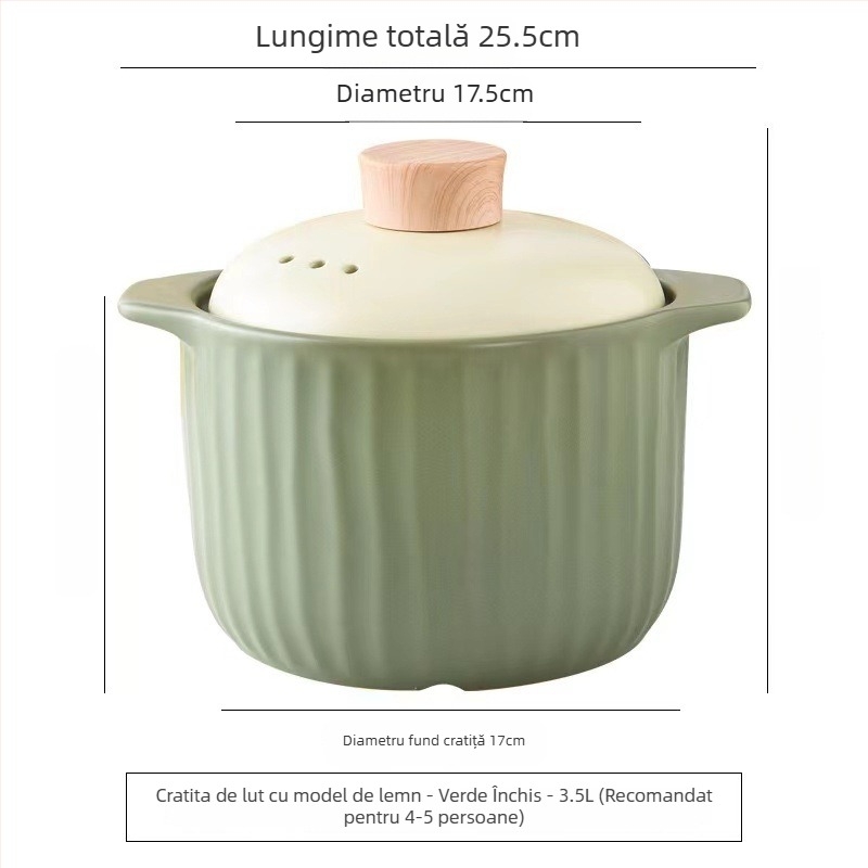 Oală ceramică Mija pentru aragaz, mică, 2,1–4 L, vas glazurat pentru supe și orez.