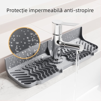Padă siliconică pentru robinet și protecție împotriva stropilor la chiuvetă, covoraș de drenaj și suport pentru săpun