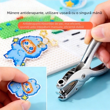 Unealtă de perforare pentru artă cu mărgele, mașină perforatoare specializată pentru mărgele, inel DIY pentru breloc, kit de accesorii metalice