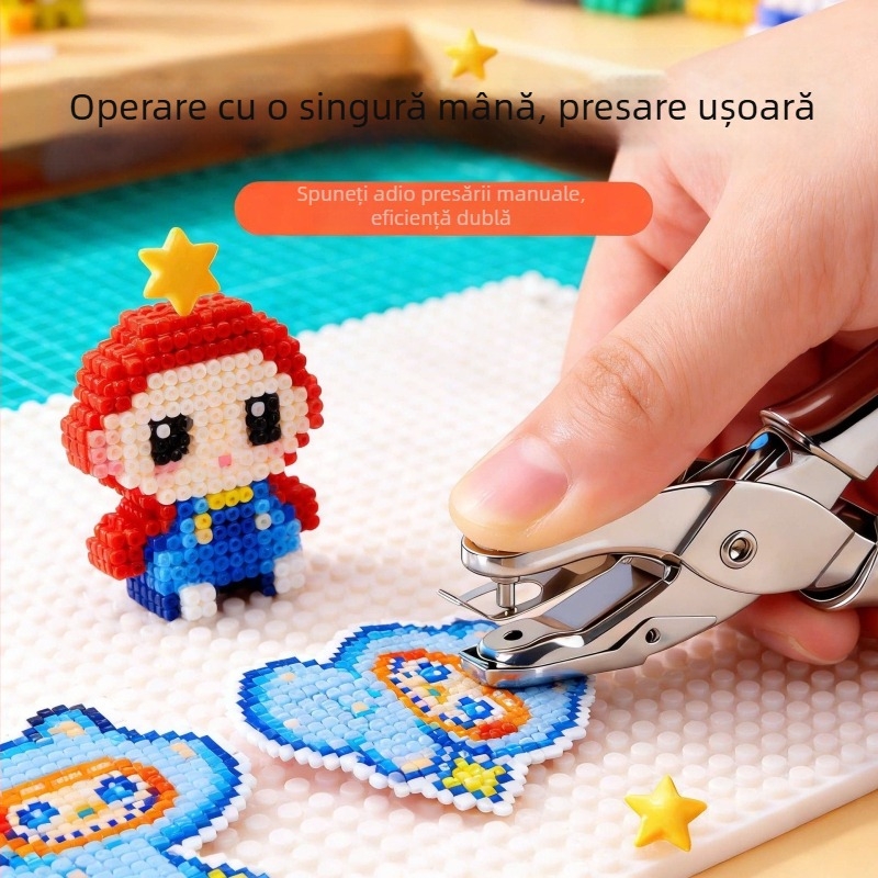 Unealtă de perforare pentru artă cu mărgele, mașină perforatoare specializată pentru mărgele, inel DIY pentru breloc, kit de accesorii metalice