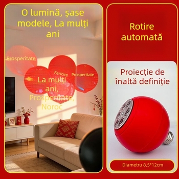 Lampa de proiecție pentru grădină, rotativă la 360°, cu caractere norocoase, decor HD cu logo pentru intrare și balcon