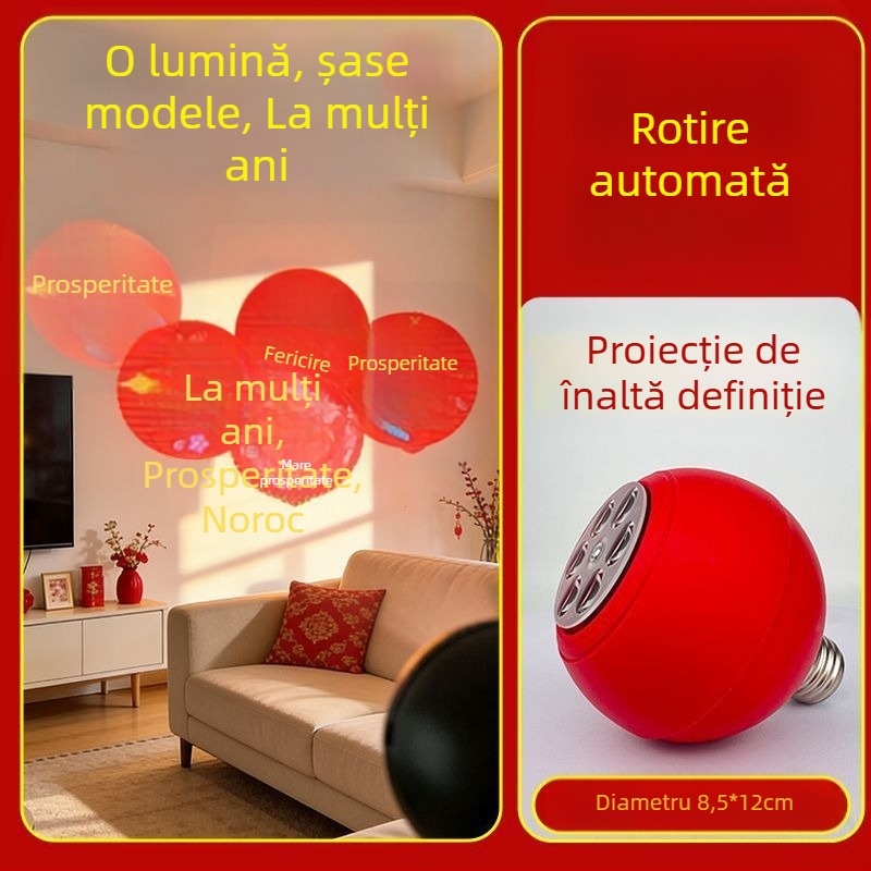 Lampa de proiecție pentru grădină, rotativă la 360°, cu caractere norocoase, decor HD cu logo pentru intrare și balcon