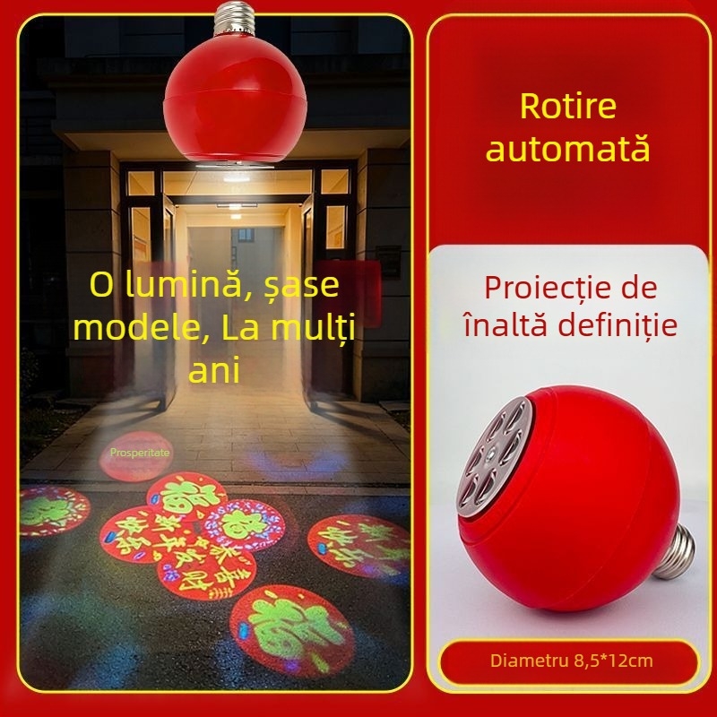Lampa de proiecție pentru grădină, rotativă la 360°, cu caractere norocoase, decor HD cu logo pentru intrare și balcon