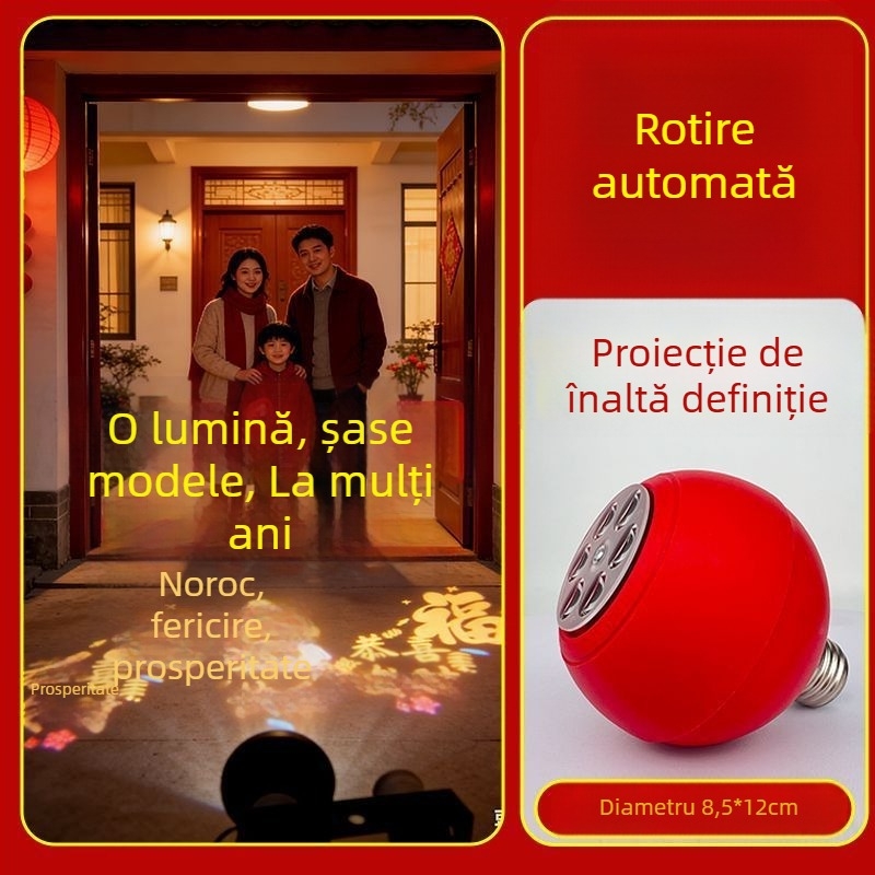 Lampa de proiecție pentru grădină, rotativă la 360°, cu caractere norocoase, decor HD cu logo pentru intrare și balcon
