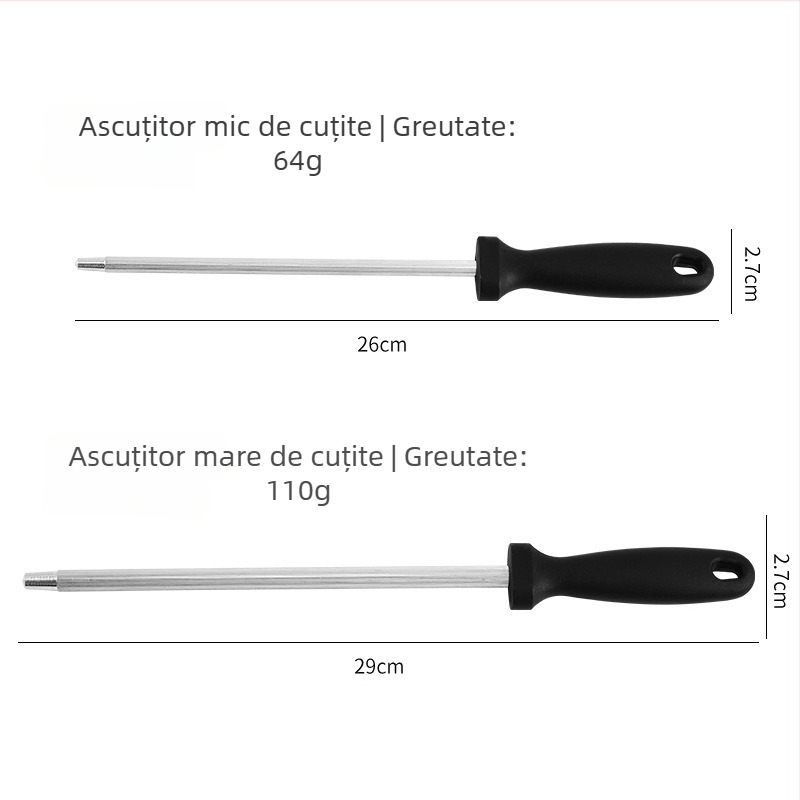 Tijă de ascuțit pentru cuțitul de măcelar, tijă magnetică cilindrică pentru cuțite de bucătărie